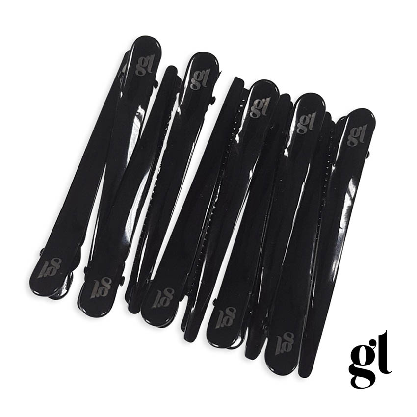 SMALL GL HAIR SLIDE CLIPS (BLACK) x 10