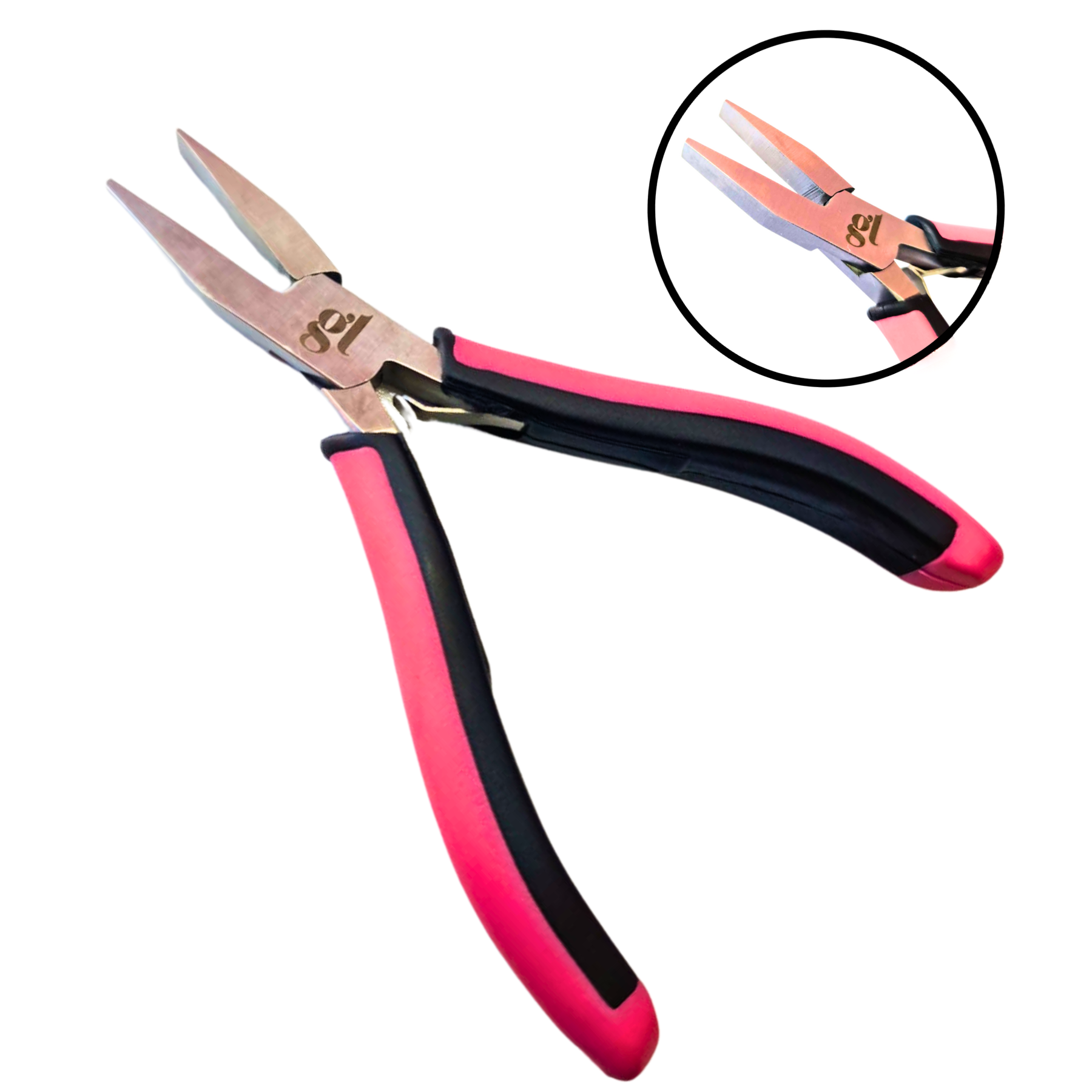 TAPE HAIR PLIERS (PINK & BLACK HANDLE)